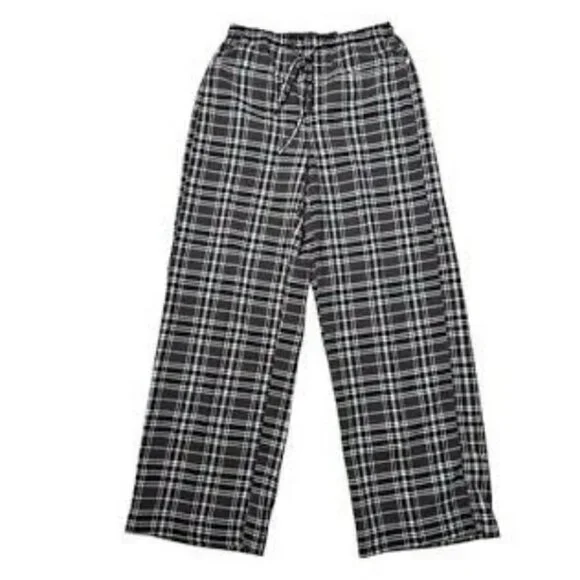 NEW FREE PEOPLE HUDSON CANYON CHARCOAL COMBO SLOUCHY PLAID COTTON PANTS MEDIUM - Picture 4 of 12